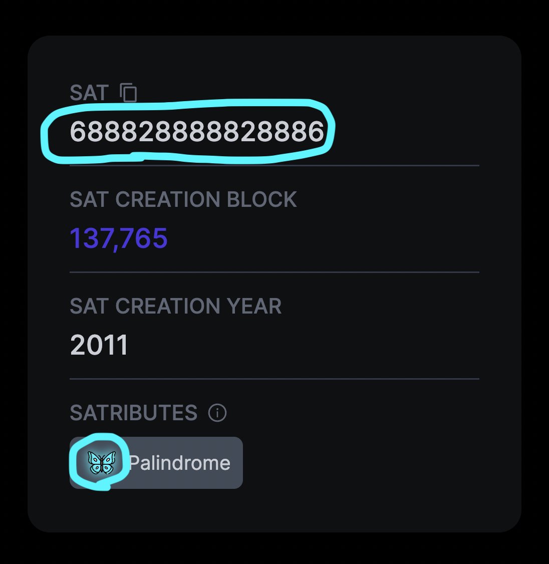 The <a href="/OrdinalDiamonds/">Ordinal Diamonds</a> artist @jrschultz23 just created one of the coolest inscriptions I have ever seen.

It's a bunch of numbers in the shape of a butterfly.

The numbers are the sat it's inscribed on.

The butterfly is because the sat is a palindrome.

→ ord.io/11698399