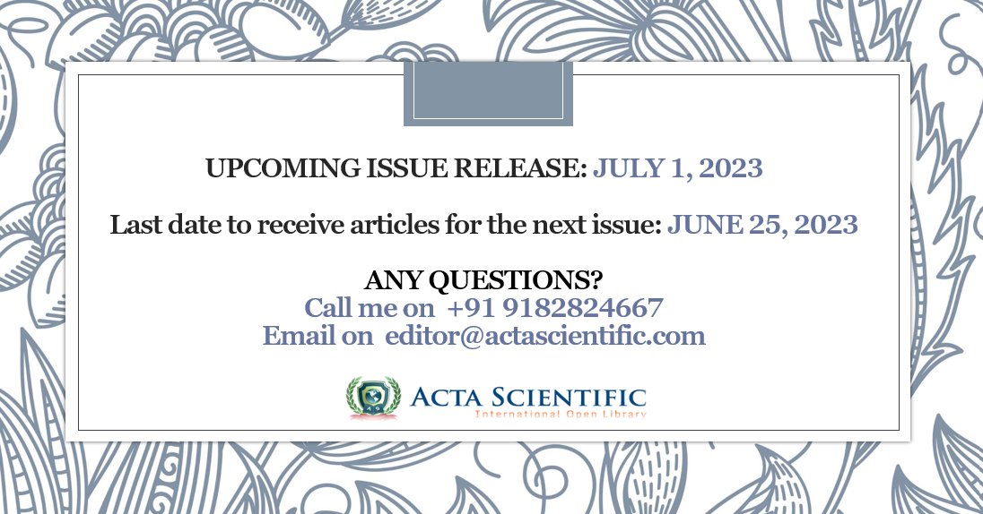 ScientificActa's tweet photo. 𝑨𝒄𝒕𝒂 𝑺𝒄𝒊𝒆𝒏𝒕𝒊𝒇𝒊𝒄 is an Internationally peer-reviewed publishing group that is indulged in publishing original articles with an emphasis on latest research findings. https://t.co/1kJWw589Um