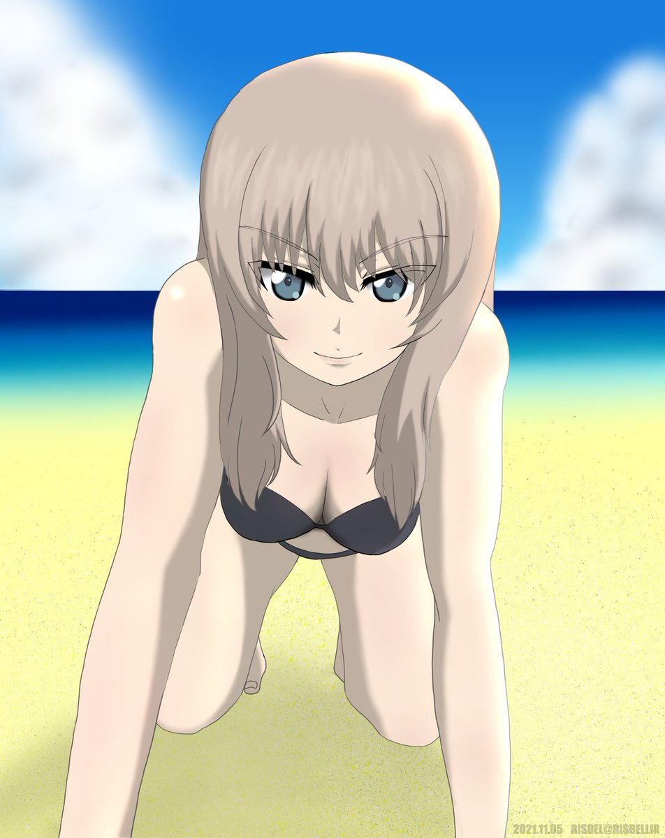 西住まほ 「#暑いので水着絵で体温調節する 調節できる?('・ω・`)」|りすべるRISBEL㌠のイラスト
