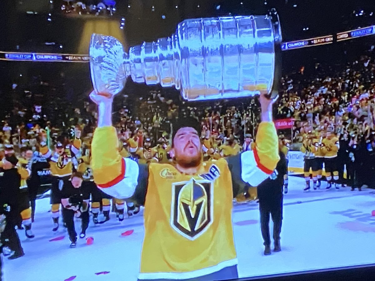 TheNCHC's tweet photo. Congrats to former @MiamiOH_Hockey standouts Reilly Smith and Alec Martinez on hoisting the #StanleyCup with the @GoldenKnights! 🏆🙌

@reillysmith18, an 🅰️ for Vegas, won his first Cup and @amartinez_27 his third 👏

#RiseUpRedHawks x #VegasBorn https://t.co/wF0Ikl7AVG