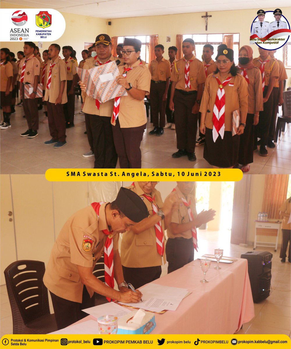 prokopimbelu's tweet photo. Pelantikan SAKA POM Tingkat Kwartir Cabang Gerakan Pramuka Cabang Belu. #bupatibelu
#wakilbupatibelu
#sekdabelu
#atambuakotaperbatasan
#pemkabbelu
#belusehatberkarakterdankompetitif
#perbatasanindonesiatimorleste
#prokopimbelu                                 #PemprovNTT https://t.co/yICOh3cbSd