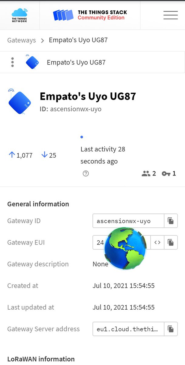 Today, we present our @sensecapmx Gateway—a 10km radius range (pic1&2)—that connects our sensor data to the internet cloud (@thethingsntwrk pic3&4). We have deployed several gateways across strategic locations for real-time and accurate data.