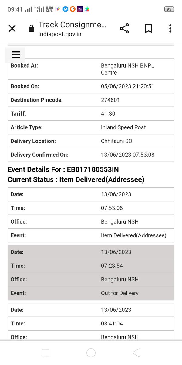 @IndiaPostOffice @AshwiniVaishnaw @pib_comm tracking id EB017180553IN sir my atm was not deliver without calling return to back from source.. not call from post office..