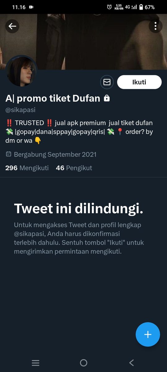 gestunbyramm's tweet photo. ❗Help RT❗
mreka ber2 komplotan Scam tiket dufan ancol
@catiiiettz 0858-1016-03382
aldiansyah alias @sikapasi 0882-1423-6712
Norek
Sppay: 088214236712
Gopay: 088214236712
4380304126 A/N GARY OKTA GUNAWAN (BCA) https://t.co/1k9NUihXTq
