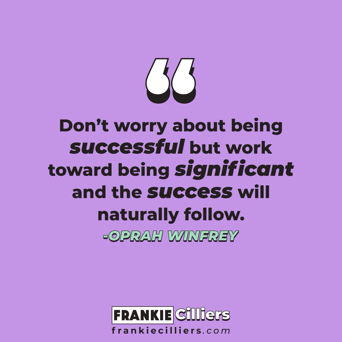 Oprah Winfrey beautifully reminds us that true fulfilment lies not in the pursuit of success alone, but in making a meaningful impact. When we dedicate ourselves to leaving a positive imprint on the world, success becomes an organic byproduct of our meaningful actions. 

#uplift