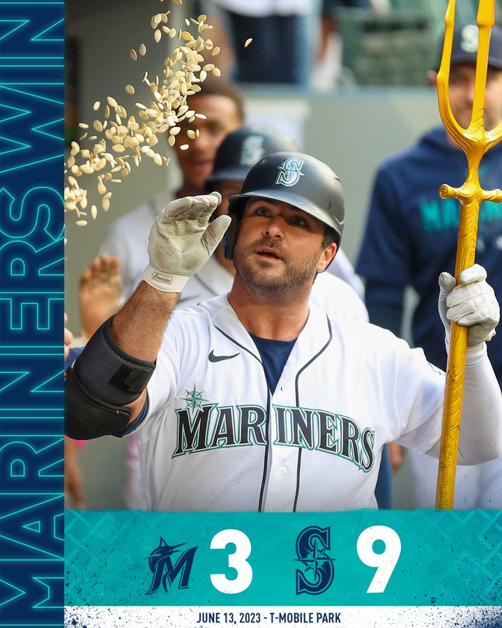 Mariners win! Final: Mariners 9, Marlins 3 June 13, 2023 – T-Mobile Park