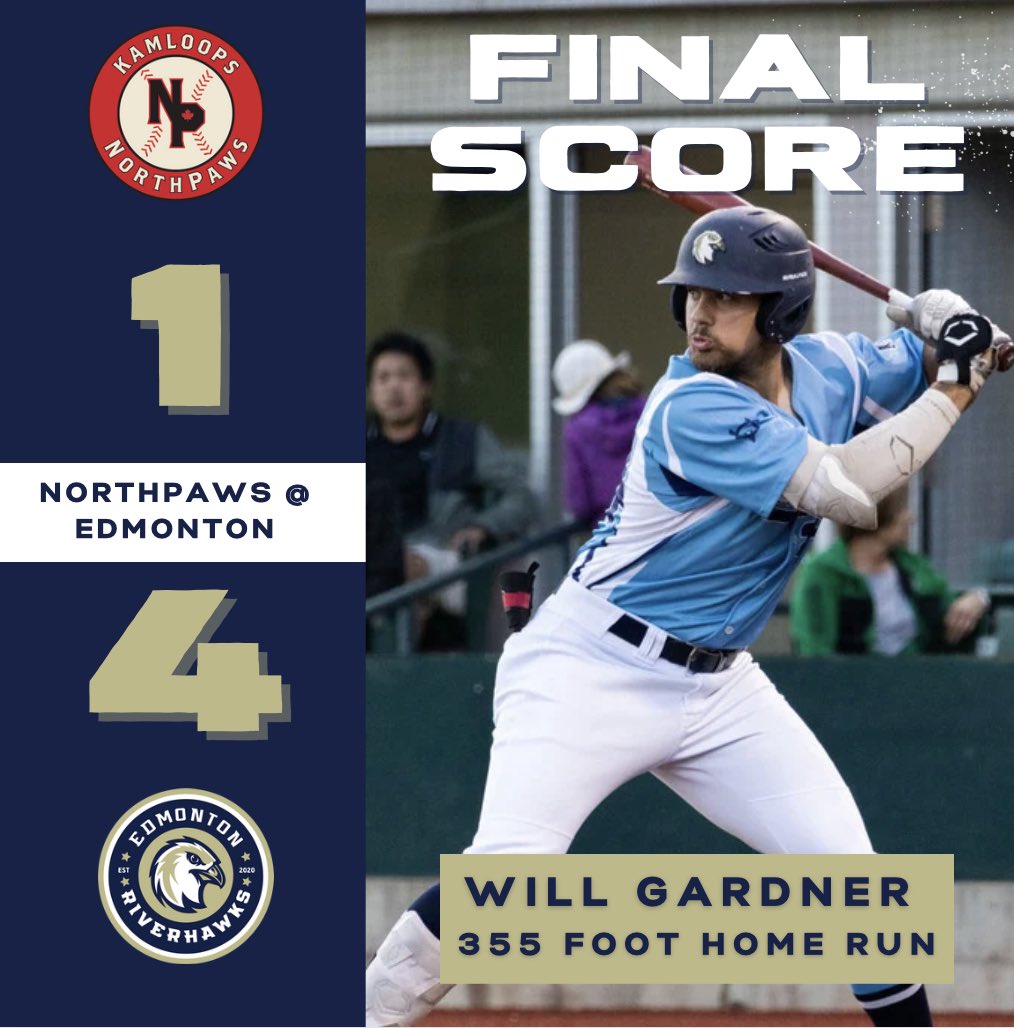 EdmRiverhawks's tweet image. A HUGE win to cap off an amazing home opening evening at RE/MAX Field 👏

Hometown hero Will Gardner smashed a home run over Rossdale Road 💥

Takayoshi had a great debut in YEG batting 3/4 and cashing in an RBI 🤑

See you bright and early at 11am tomorrow for round ✌️