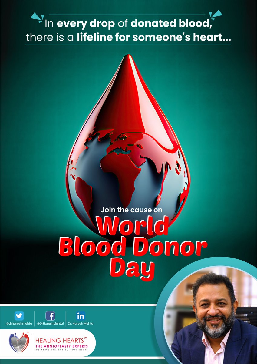 DrHareshMehta1's tweet photo. "The best gift you can give is the gift of life. Donate blood." 
World Blood Donor Day 

#blooddonor #donateblood #InterventionalCardiologist #BestTaviDoctor #TAVRspecialist #TopTAVIdoctor #Cardiologist #Heartspecialist #heartdoctor https://t.co/B1TnK08rlB