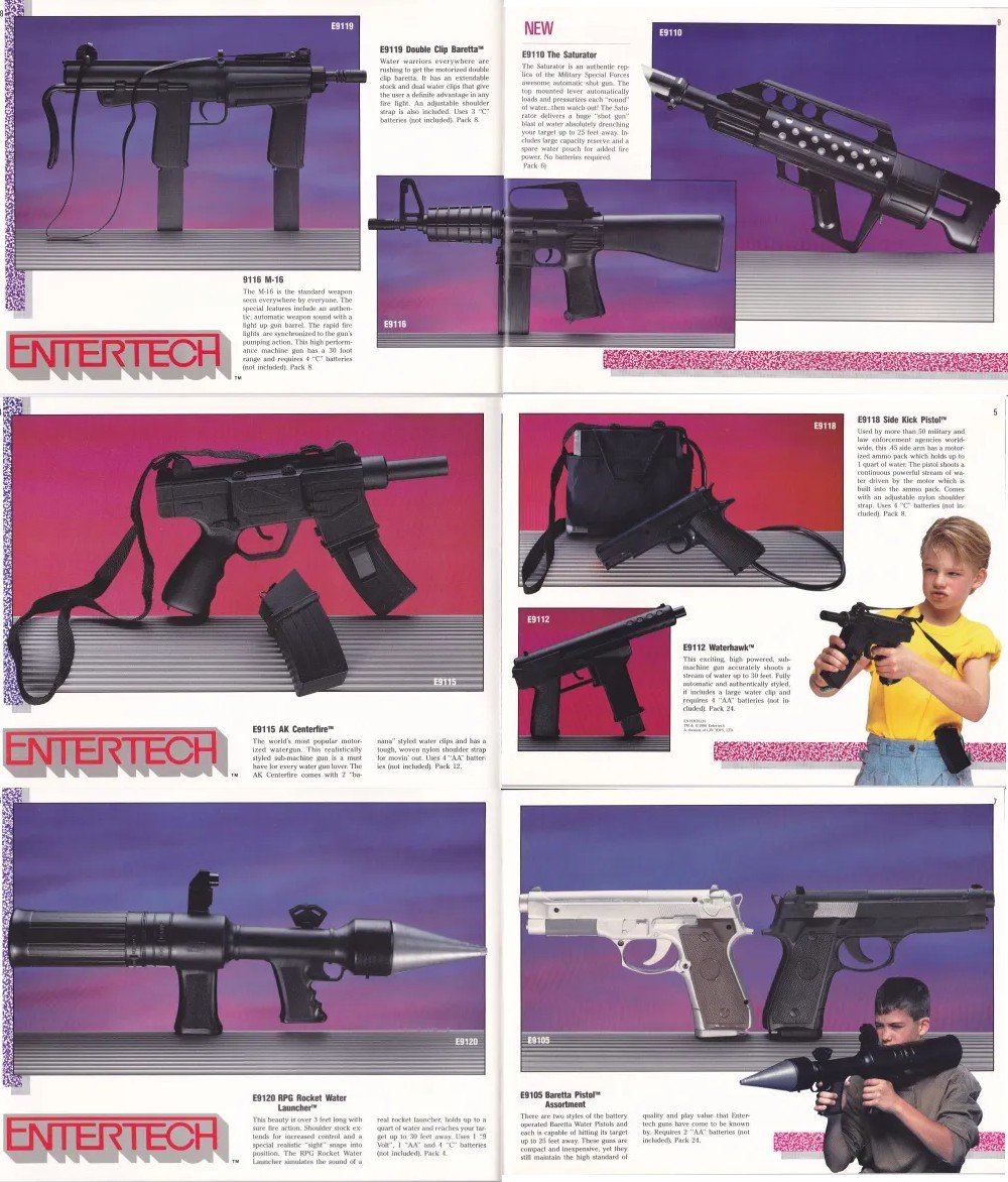 In 1986 a company named Entertech sponsored a high-budget show named Photon meant to advertise their lasertag arenas the way Yugioh advertises the card game

They made water guns shaped like the real thing and went out of business after too many kids with them were killed by cops