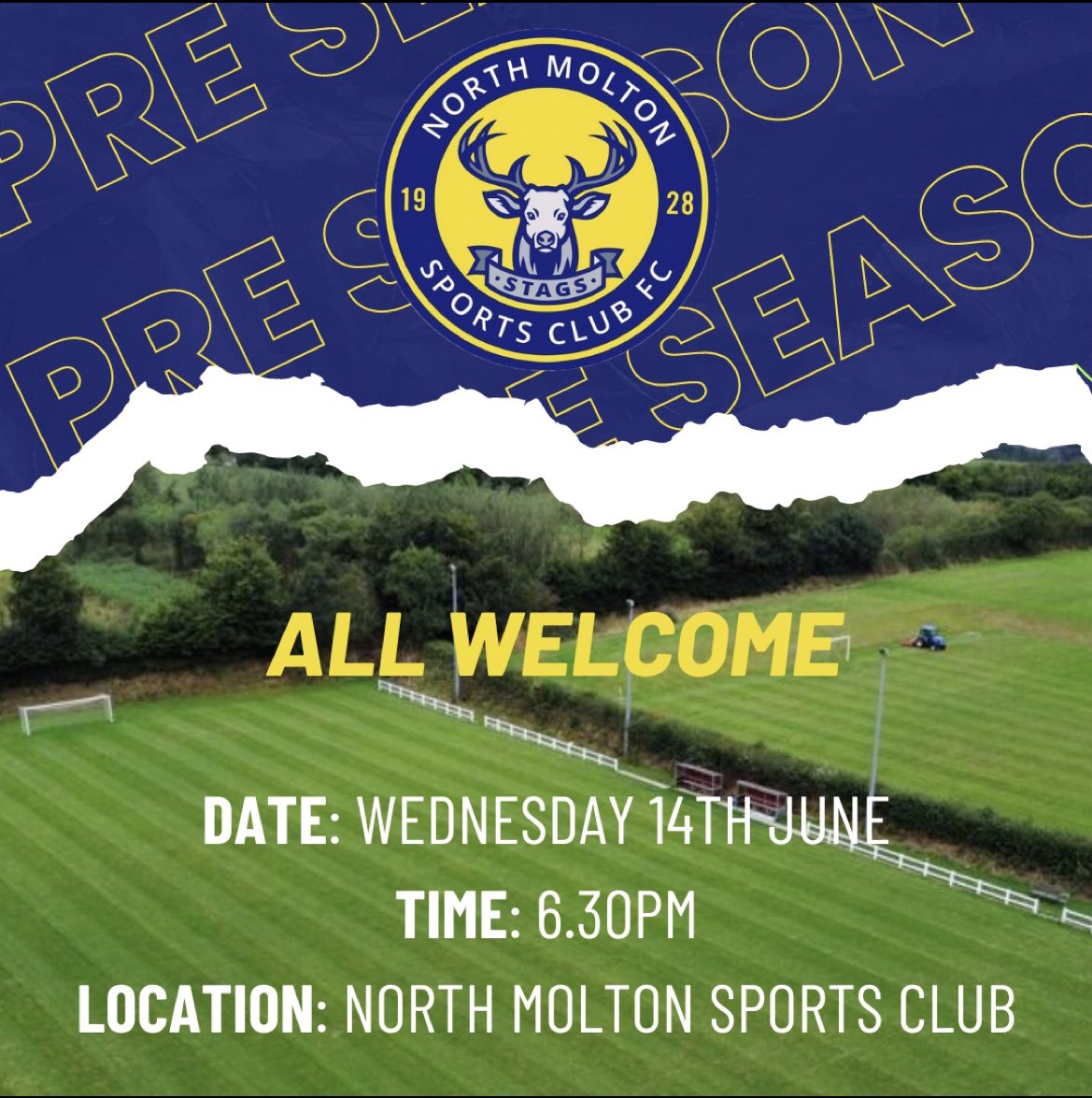THIS EVENING | 🦌⏰

We welcome all players, old &amp; new to NMSC this evening as pre season training ahead of the new 23/24 season gets underway, the session starts at 6:30PM. 

Bring fluids, it’s going to be hot. 

#stags🟡🔵🦌