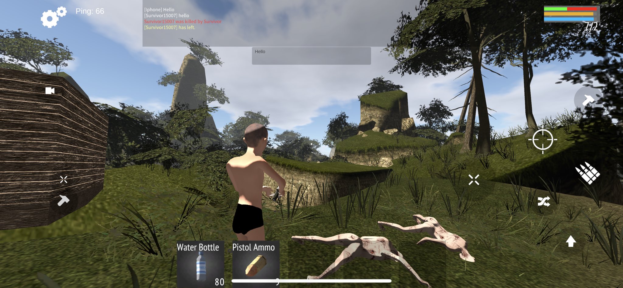 Screenshot of a roblox forest survival game