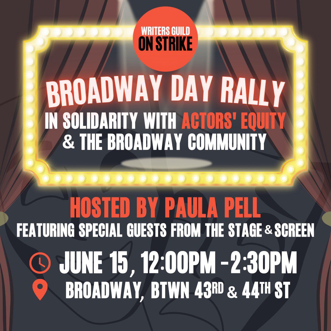 If you’re in NYC, support the #WritersGuildStrike AND see (and hear!) the amazing Broadway performers who support it as well! Thursday in Times Square. Livestream info soon