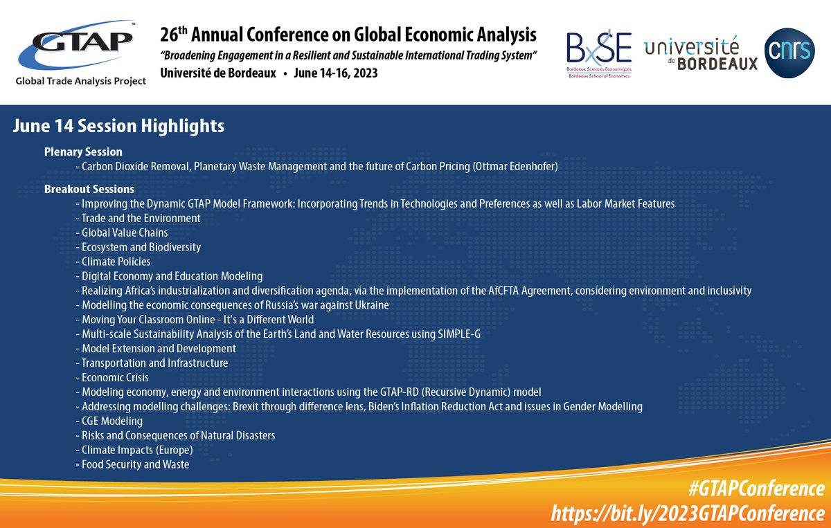 GTAP_Purdue's tweet image. #GTAPConference starting today at @univbordeaux with @BSE_Bordeaux. Looking forward to a great 3 days in #Bordeaux! #GTAP

gtap.org/events/confere… - via Whova Event App
