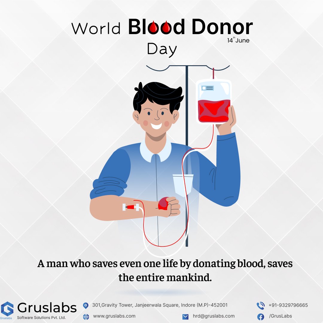 We should remember that blood donation is a small but meaningful act of kindness. It can do wonders for a patient’s life. 
So, let’s make a difference by donating blood!

#ISBTWBDD2023 #WBDD #worldblooddonorday #WBDD2023 #savelife #Gruslabs