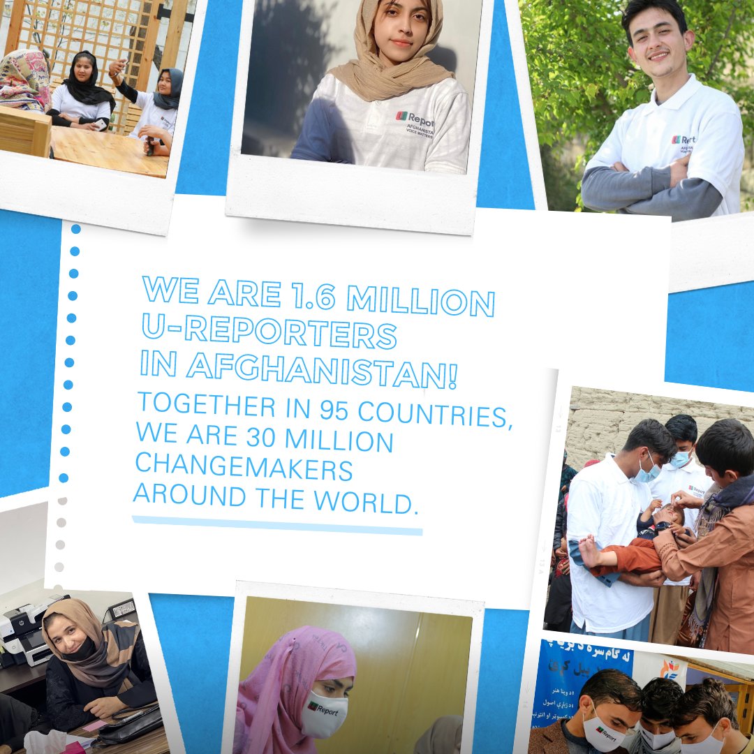 Our national community of 1.6 million U-Reporters in Afghanistan is proud to be part of the 30 million milestone!

Together with youth changemakers worldwide, we will keep scaling U-Report and leave a clear message to world leaders: youth voices matter.

#UReport30
#VoiceMatters