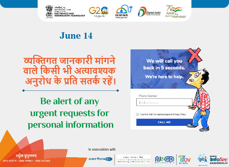 Tip of the day🌞 
#staysafeonline #cybersecurity #g20india #g20dewg #g20org #g20summit #besafe #staysafe #ssoindia #meity #mygovindia #india #DigitalSkilling #QUAD #Quad2023 #QuadCyberCampaign #QuadCyberChallenge #WorldBloodDonorDay  #NEET
#WednesdayMotivation #Tamil_Nadu