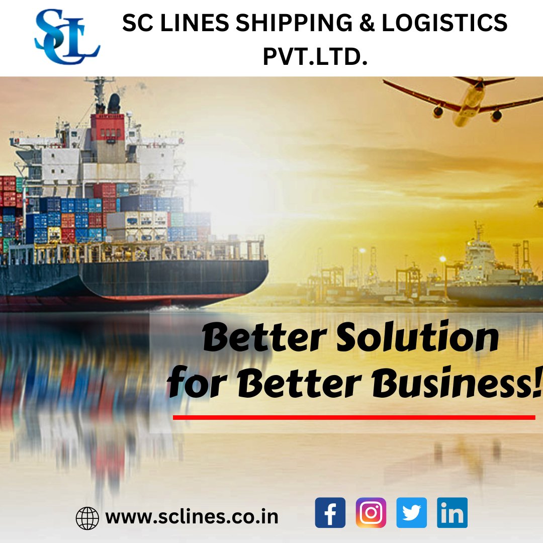 SC Lines, Better Solution for Better Business
#sclineshippingandlogisticspvtltd 
#seafreightservices #shippinglines
#quality #services #transportation
#oceanconservation #cargoshipping
#logisticsmanagement #logistics
#exportimport #supplychain #india