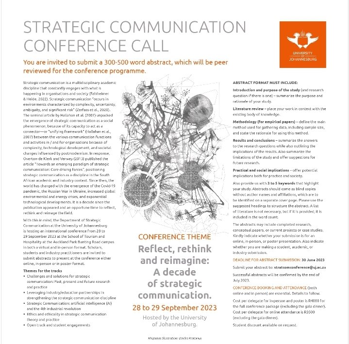 📢A call for abstracts, Bantase. # StrategicCommunicationsConference2023uj... @uj_sociology @go2uj @mediauj