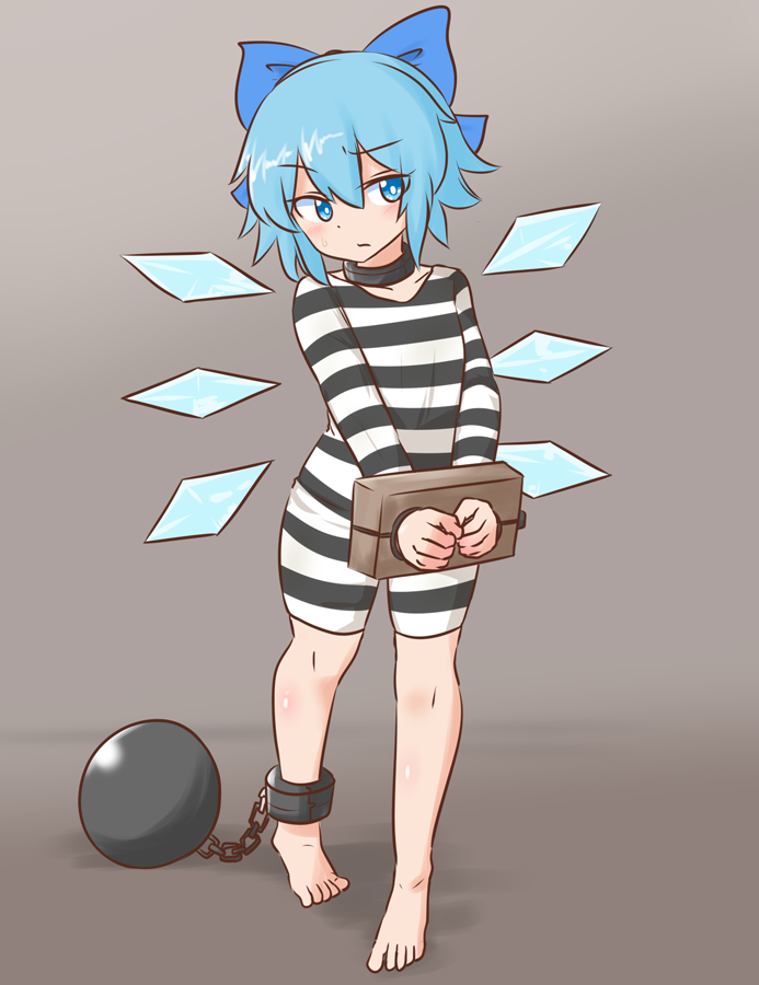 チルノ(東方Project) 「skebご依頼で描きました 囚人チルノ 」|いすぃのイラスト