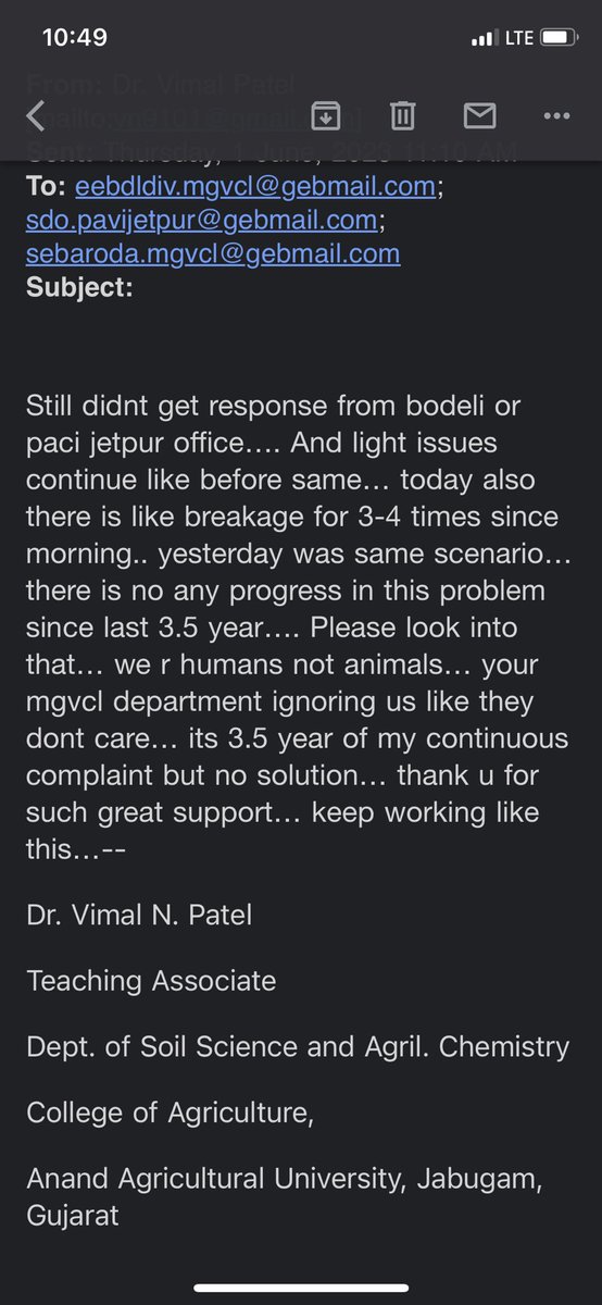 DrCharlie1105's tweet photo. Electricity issues in area … complaining since 3.5 year but didnt get any response… @mgvcl_mgvcl @collectorcu https://t.co/lHBbrMQN6D