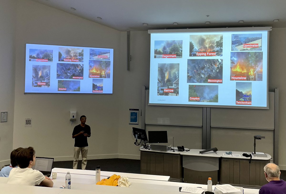 Fantastic presentation of Jamie John of the study of the London wildfires of last summer. Thank you <a href="/LondonFire/">London Fire Brigade</a> and <a href="/metoffice/">Met Office</a> for the data. His conclusions are powerful and useful to protect the city.