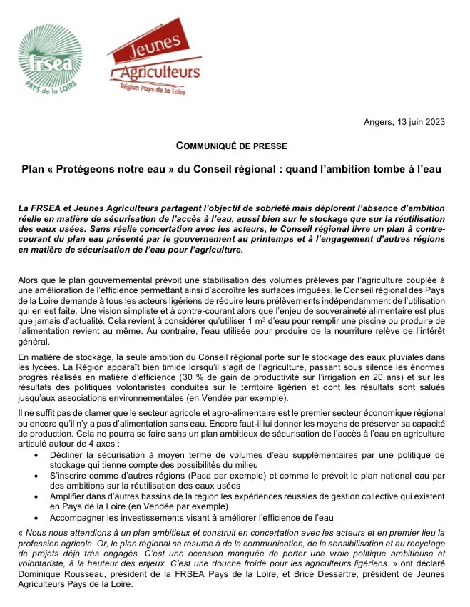[communiqué de presse] Plan « Protégeons notre #eau » du conseil régional <a href="/paysdelaloire/">Pays de la Loire</a> : quand l’ambition tombe à l’eau <a href="/domrousseau82/">ROUSSEAU</a>
