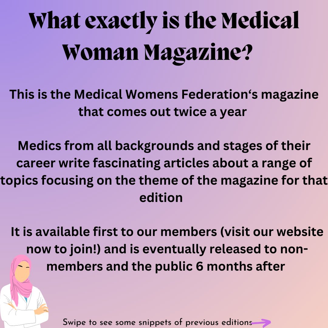 medicalwomenuk's tweet photo. We are calling for articles to be submitted for the next edition of Medical Women magazine!! Information given in this post. Deadline July 28th, submit to adaeze.editor.mwf@gmail.com https://t.co/afKx030YKU