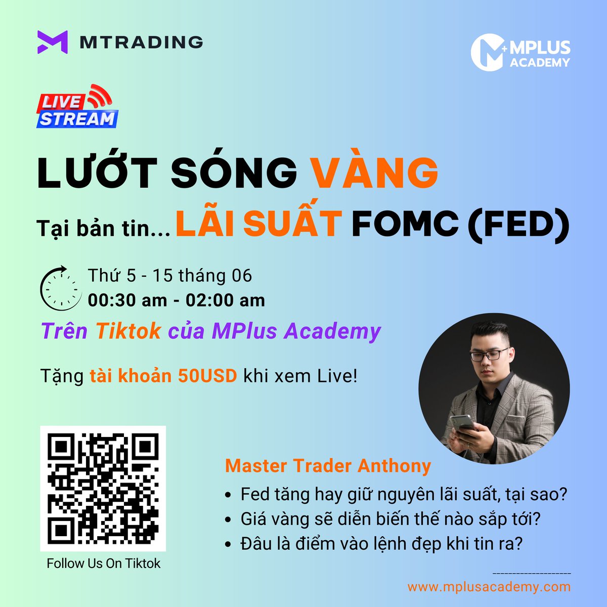 MTradingVietnam's tweet image. ⚡Lướt sóng #VÀNG tại bản tin... Lãi suất của FOMC (#FED)

Tặng tài khoản 50USD khi xem Live🎁

✊Hẹn gặp quý Anh/Chị vào lúc 00:30 am tối nay tại buổi live của #MPlusAcademy - đối tác chiến lược của #MTrading.
 
#livetrade #fomc #laisuat2023 #tinfed #tradetin