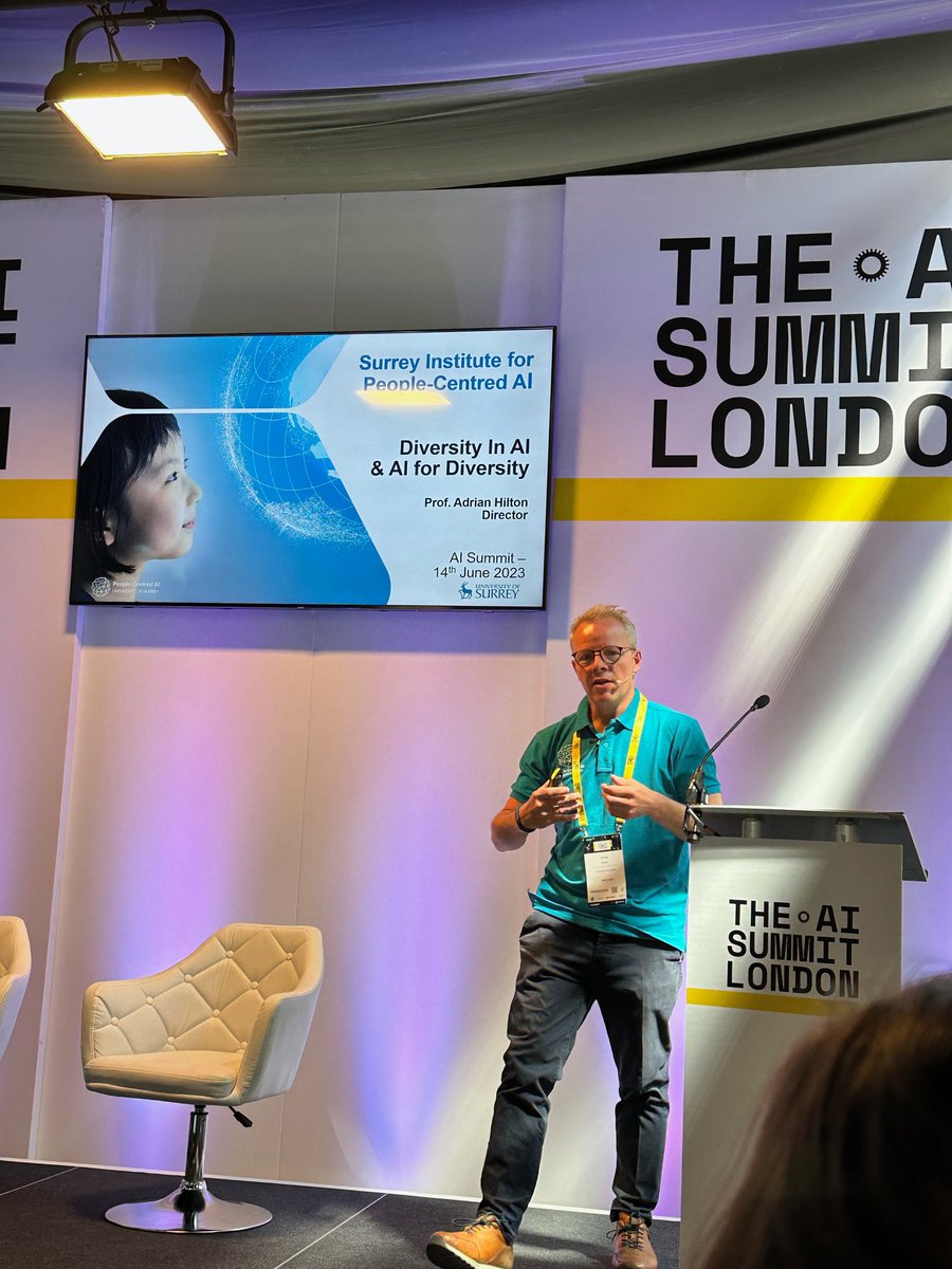 Prof. Adrian Hilton is giving a talk on ‘Diversity in AI' at #AISummitLondon #PeopleCentredAI @cvssp_research @UniOfSurrey