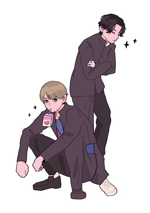 「drinking straw in mouth school uniform」 illustration images(Latest)