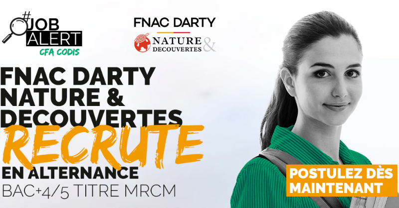 CFACODIS's tweet photo. #RECRUTEMENT 📣 Le groupe FNAC DARTY NATURE &amp; DECOUVERTES recrute ! Tu es à la recherche d’une école de commerce en alternance ? Tu peux suivre le Titre MRCM au CFA CODIS et devenir Manager évolutif. N’attends plus ! 😍
#CODISFamily #Alternance #Emploi #Ecole #Commerce #Job