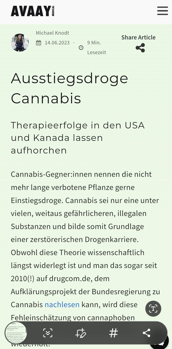 Der Micha hat nen neuen Artikel geschrieben. Ausstiegsdroge #Cannabis avaay.de/cannabis-wisse…