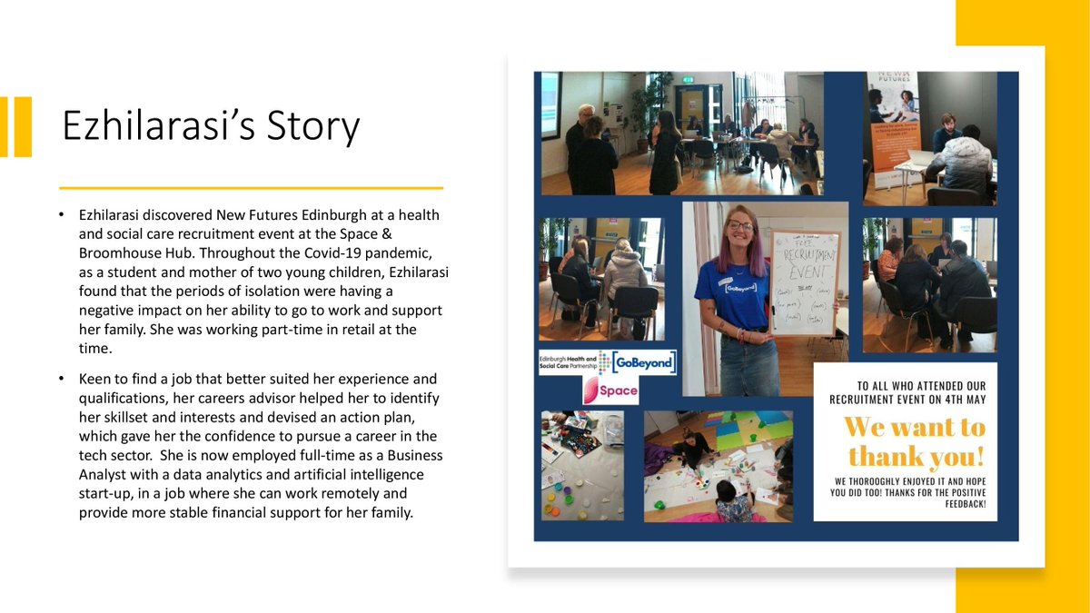 FuturesScotland's tweet photo. 📢Celebrating the success of one of our first participants, Ezhilarasi. A big thank you to those who helped along the journey @LearnWorkUK @C19SupportFund @SpaceBroomhouse 

Please check out her story below 

#LWNewFutures #CareerGrowth #careerdevelopment #support #careersadvice https://t.co/F0mGQBwFsJ