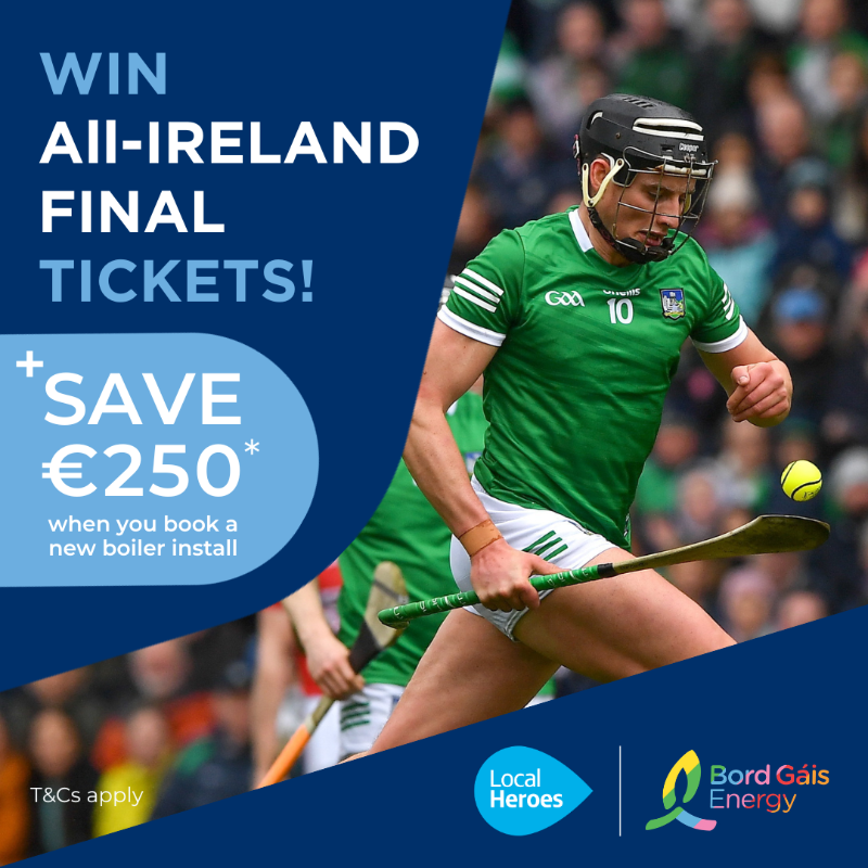 BordGaisEnergy's tweet photo. Your chance to win tickets to the All-Ireland Senior Hurling Final 🏆 We're giving one lucky winner two tickets to the game, accommodation and €500 spending money! 🙌

Everyone who books a boiler install with Local Heroes before July 14th will be entered into a draw to win 👇