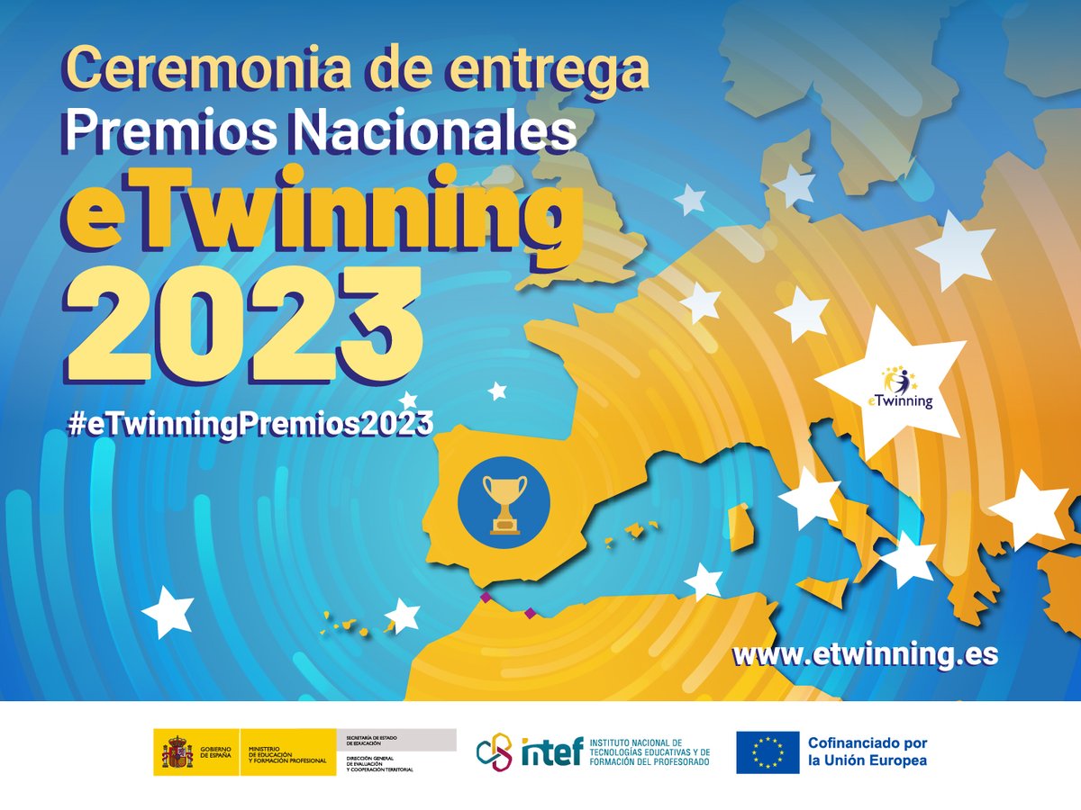 #eTwinningPremios2023 El viernes 16 a partir de las 14:00 horas podrás ver en directo la Ceremonia de entrega de los Premios Nacionales eTwinning 2023🏆

💻etwinning.es/es/ceremonia-d…