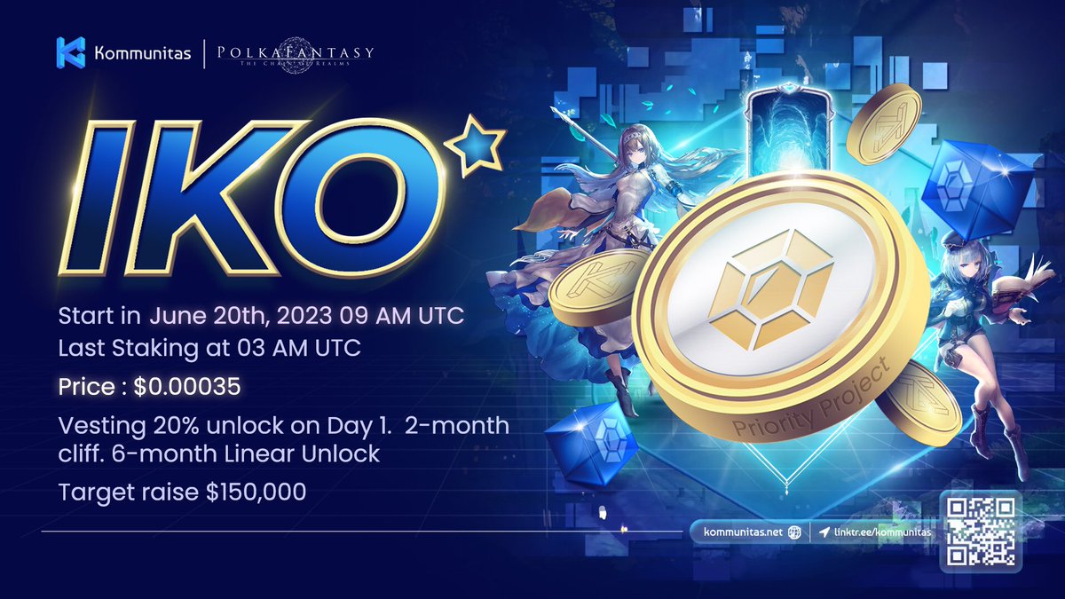 🥳 Kommunitas is hyped to hold our Priority #IKO with @PolkaFantasy !

🧚 PolkaFantasy is a holistic #GameFi ecosystem integrated with #metaverse and #Play2Earn mechanisms and #multichain solutions. Read more: link.medium.com/gHc48qOzCAb

➡️ Vote now: launchpad.kommunitas.net/pool/ZENNY/Pub…