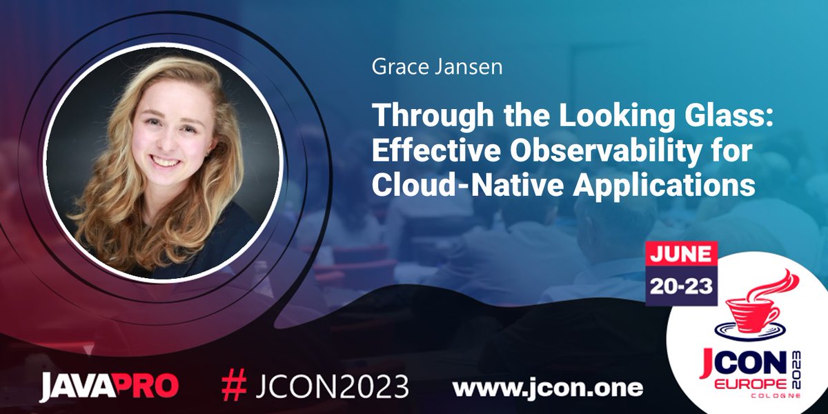 jcon_conference's tweet image. See @gracejansen27 at #JCON2023 in Cologne talks about &apos;Through the Looking Glass: Effective Observability for #CloudNativeApplications&apos;

Our #CloudNative environments are more complex than ever before…

Get your  free #JUG Ticket: jcon.one

#DevOps #OpenTelemetry