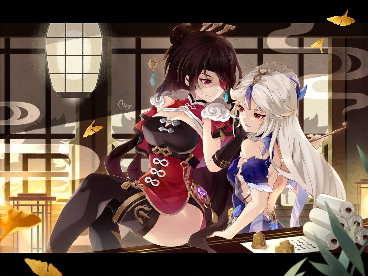 北斗(原神) ,凝光(原神) 「I miss them... (';ω;`)ウッ… #GenshinImpact」|Mingのイラスト