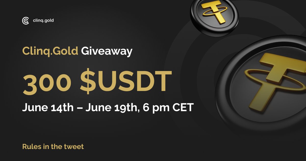 ClinqGold's tweet image. #ClinqGold Giveaway: 300 $USDT prize pool 📣

We value our community and want to praise you with a gift🎁 

💰300 $USDT for 30 lucky winners
⏰ Jun 14th – Jun 19th, 6 pm CET 

To win:
✔️ Follow us
✔️ Like &amp;amp; retweet
✔️ Comment why digital gold is a smart investment👇

#giveaway