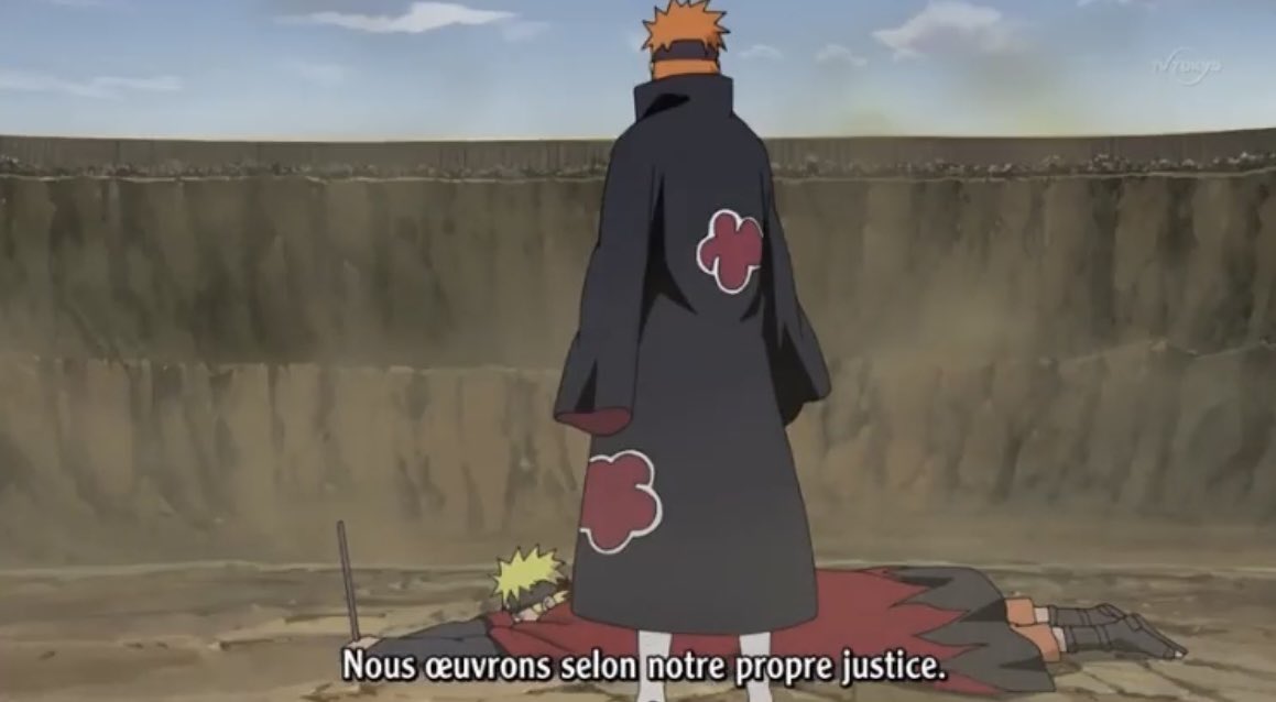 _NAATSUU's tweet image. Le classique que j’aurais lâché sur le sujet de philosophie "Vouloir la paix, est-ce vouloir la justice ?". Discours de Pain face à Naruto en bombe sur la copie mdrrr.