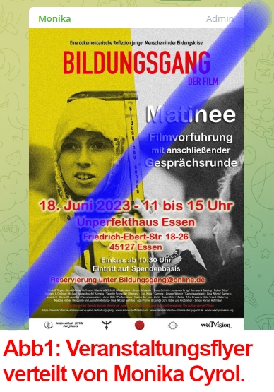 1/x
Vorführung des Films #Bildungsgang im <a href="/Unperfekthaus/">Unperfekthaus</a> in #Essen geplant

Am Sonntag 18. Juni  soll im Unperfekthaus in Essen eine Vorführung des aus der  rechts-esoterischen, verschwörungs-affinen Szene stammenden Films  “Bildungsgang” stattfinden.
Ein langer 🧵