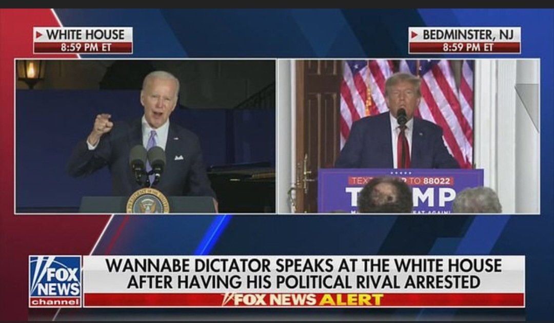 Fox News calls Biden a 'WANNABE DICTATOR' in chyron below. 😂