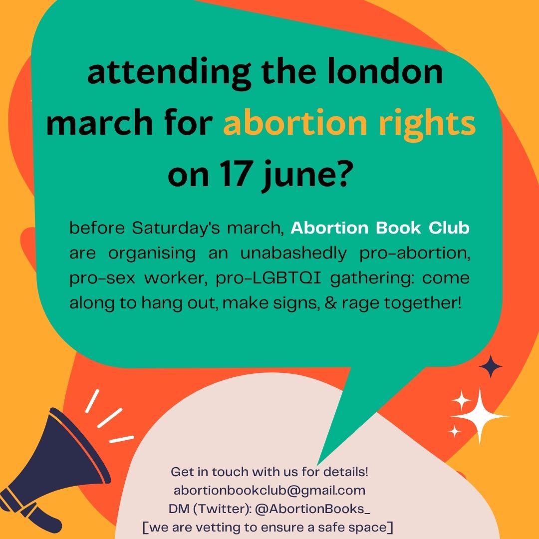 AbortionBooks_'s tweet image. 📢📢📢 Planning to attend this Saturday&apos;s march for #decriminalisation?

We are holidng an fabulously pro-#abortion, pro-#sexworker, pro-#LGBTQI gathering beforehand! 

Come along to hang out, make signs, and get ready to rage together!! Details in our flyer (1/2)