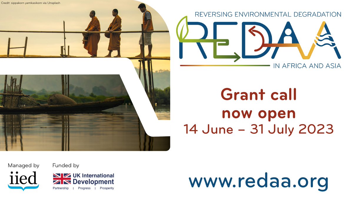❗️GRANT CALL NOW OPEN❗️

REDAA is accepting proposals for #locallyled research-to-action initiatives in sub-Saharan Africa, South & Southeast Asia that help people & nature thrive.

Grants of £200-£500K are available for 2 to 4 yr initiatives.

Apply here👉redaa.org
