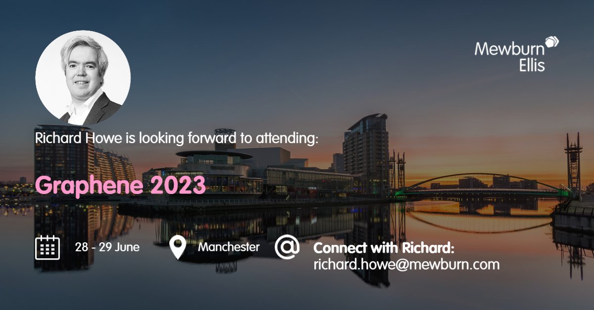 Richard Howe is looking forward to attending Graphene 2023 in Manchester, 28-29 June.

Graphene 2023 will present the most recent advances in technology developments and business opportunities in graphene commercialization.

Learn more here: hubs.la/Q01Tg3-C0