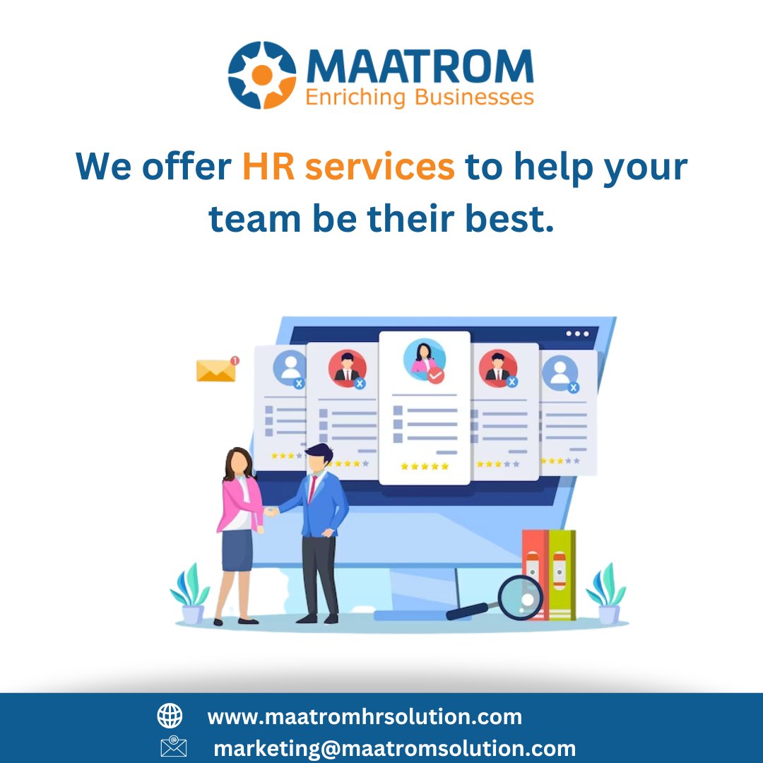 We offer   HR services to help your team be their best.

#hrconsultancy #hrconsulting #payrollservices #payrollmanagement #globalstaffingservices #staffingservices #hrservices   

Mahalakshmi Ambuli 9884385038 maatromhrsolution.com