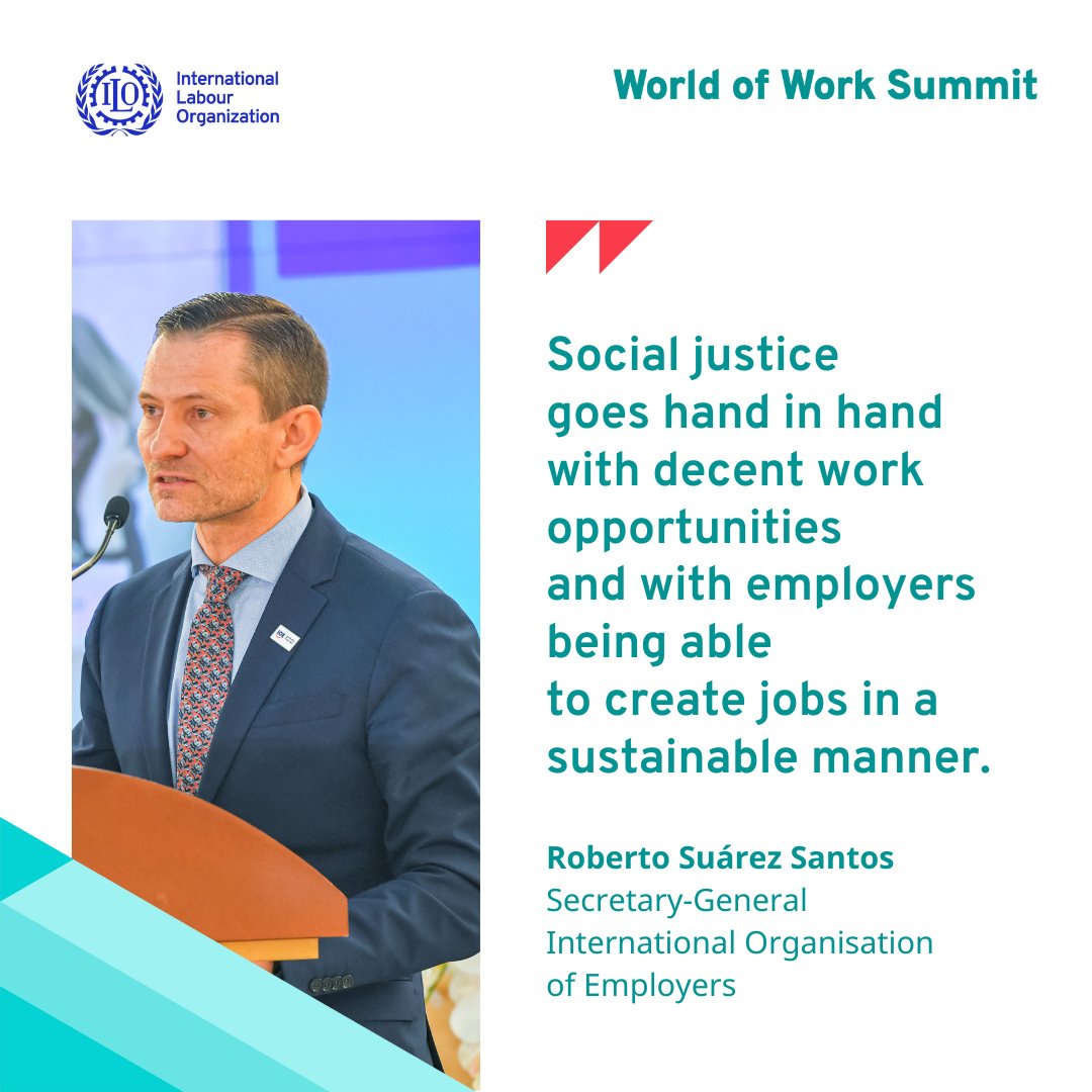 The @ioevoice Secretary-General @robsuarezsantos, signalled that to achieve #SocialJusticeForAll we need #DecentWork.

#ILC2023