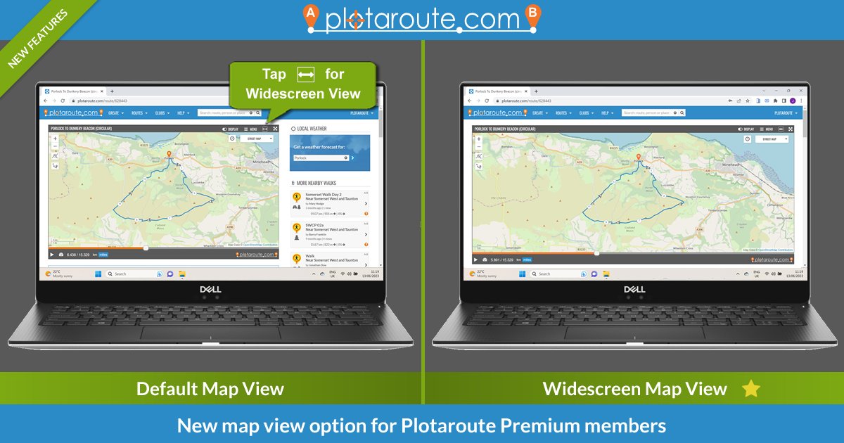 plotaroute's tweet image. We&apos;ve added a new Widescreen option for viewing routes saved on @plotaroute, similar to Theater mode on YouTube - a larger map without going fullscreen. Available now to all @plotaroute Premium members. 

#walking #running #cycling #routes
#MakingRoutesMadeEasy