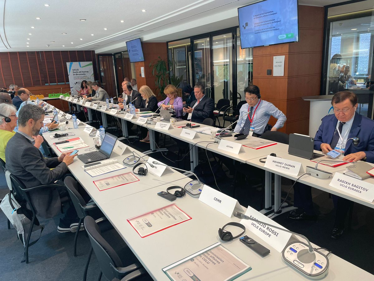 UCLG Committee on Statutory Affairs Meeting has started in Brussels! @uiAltay_int Mayor of Konya, and our SG @mehduman34 represent MEWA region in the meeting.                                          UCLG is getting stronger by its membership network and the #PactforFuture
