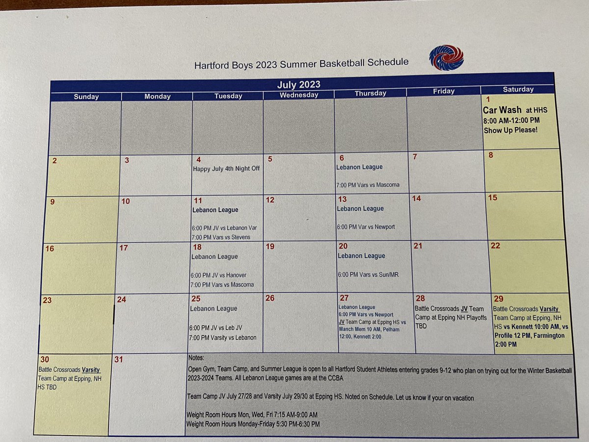 hcaneshoop's tweet image. Summer 🏀 Calendar ✔️ Thanks @BlendonSalls for putting the league together #noteasy